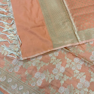 Light Peach Zari Katan Silk Banarasi Suit