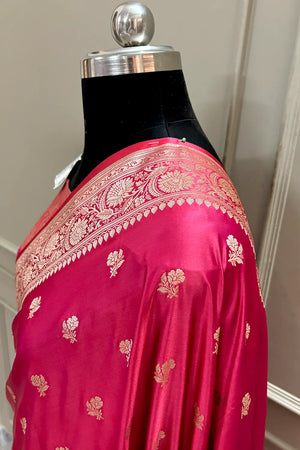 Light Pink Chaman Buti Katan Silk Banarasi Saree