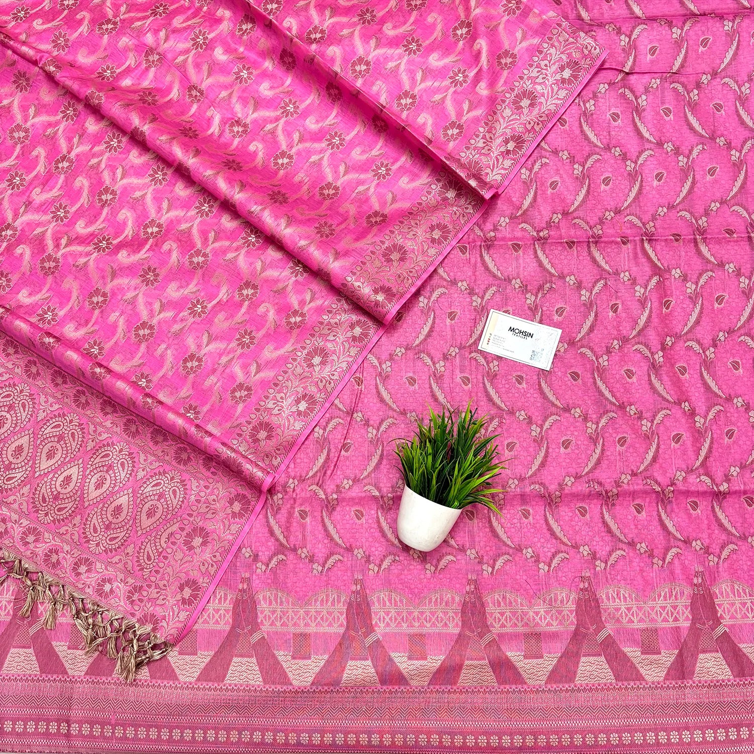 Light Pink Namo Ghat Cotton Silk Banarasi Suit