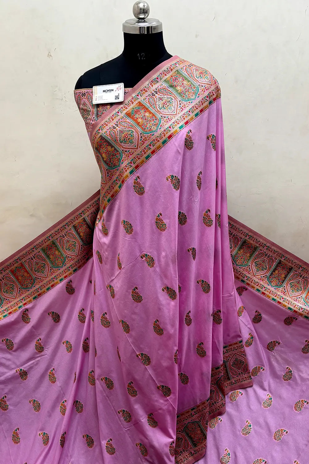 Light Pink Pashmina Silk Banarasi Saree