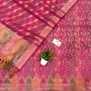 Light Pink Sindhuri Phool Resham Silk Banarasi Suit
