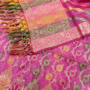Light Pink Sindhuri Phool Resham Silk Banarasi Suit