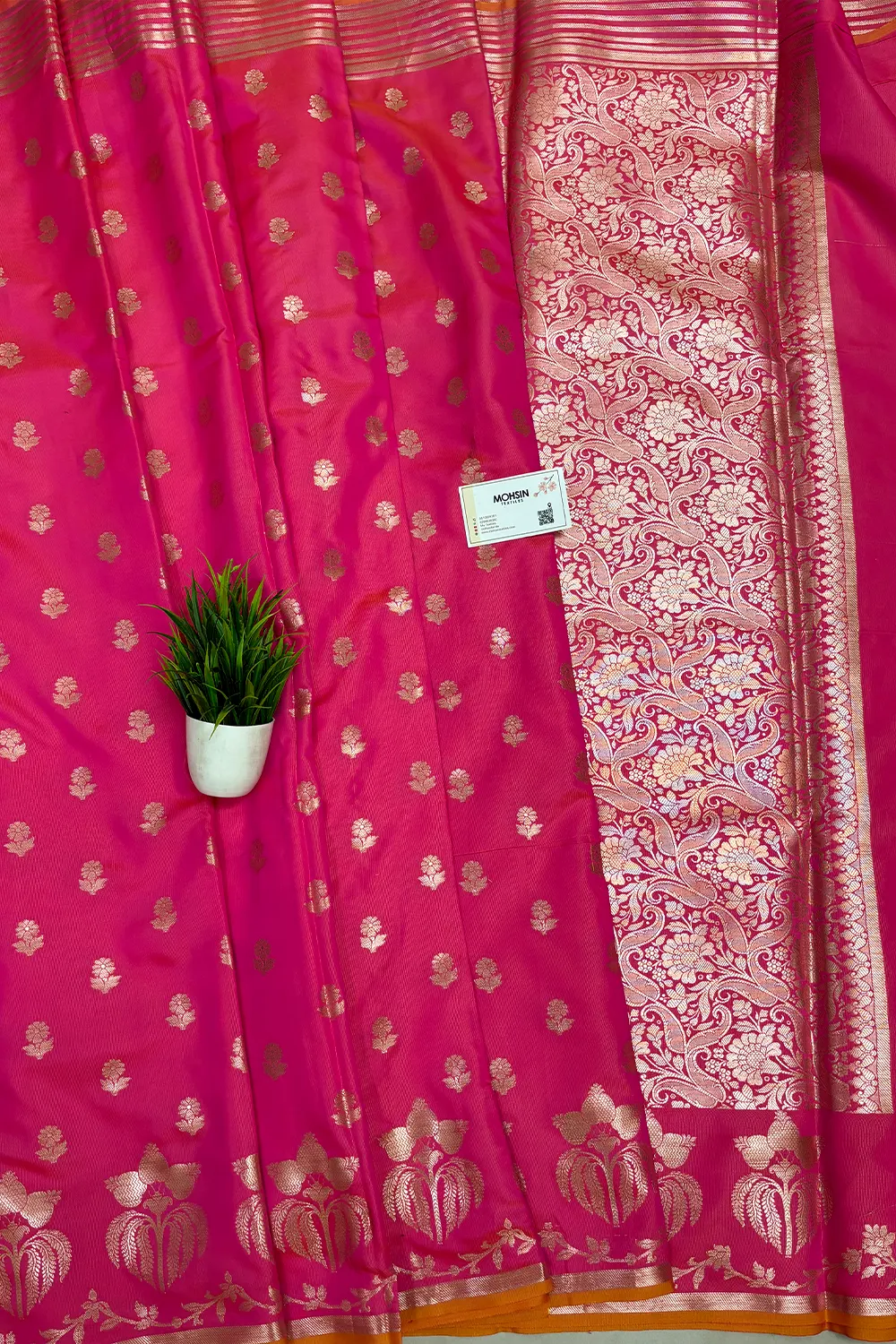 Light Pink Zari Semi Katan Silk Banarasi Saree