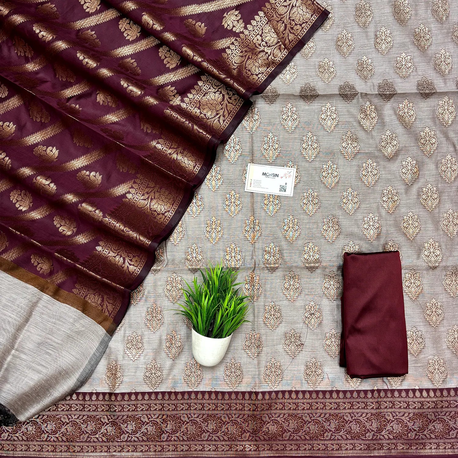 Light Wine and Wine Banarasi Silk Suit