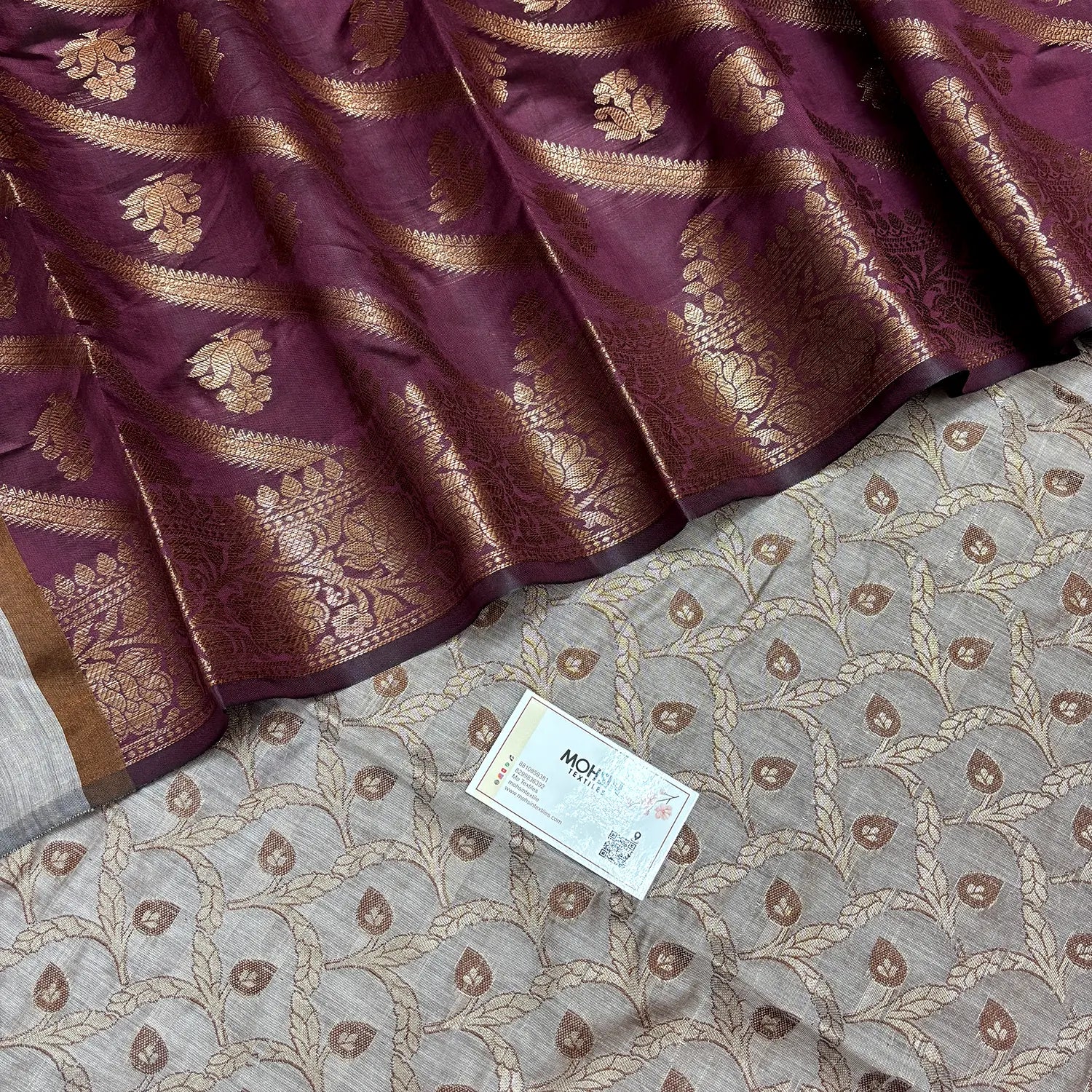Light Wine and Wine Patti Jaal Banarasi Silk Suit
