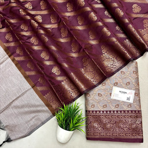Light Wine and Wine Patti Jaal Banarasi Silk Suit