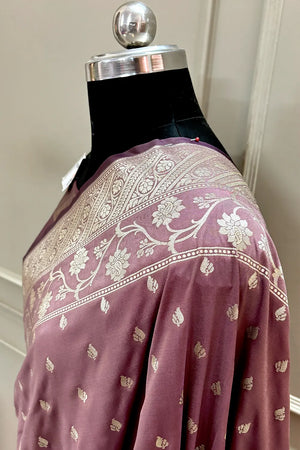 Light Wine Mahinki Buti Katan Silk Banarasi Saree