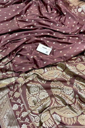 Light Wine Mahinki Buti Katan Silk Banarasi Saree