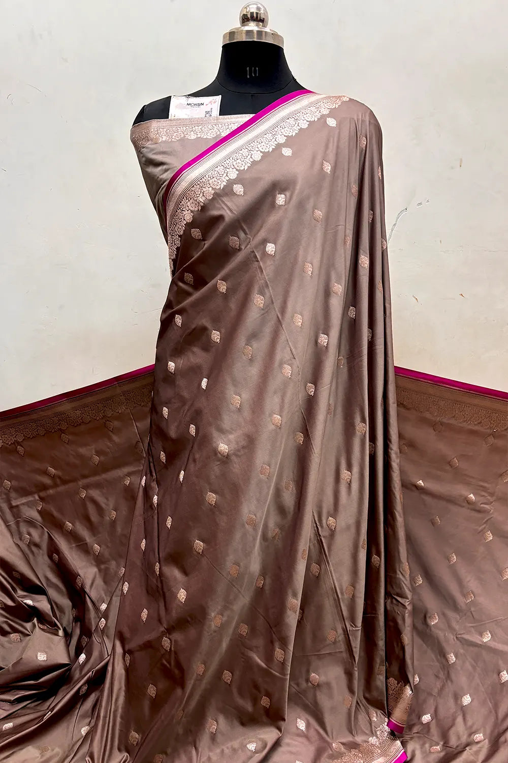 Light Wine Zari Katan Mashru Silk Banarasi Saree