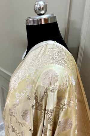 Light Yellow Laabela Jaal Katan Silk Banarasi Saree