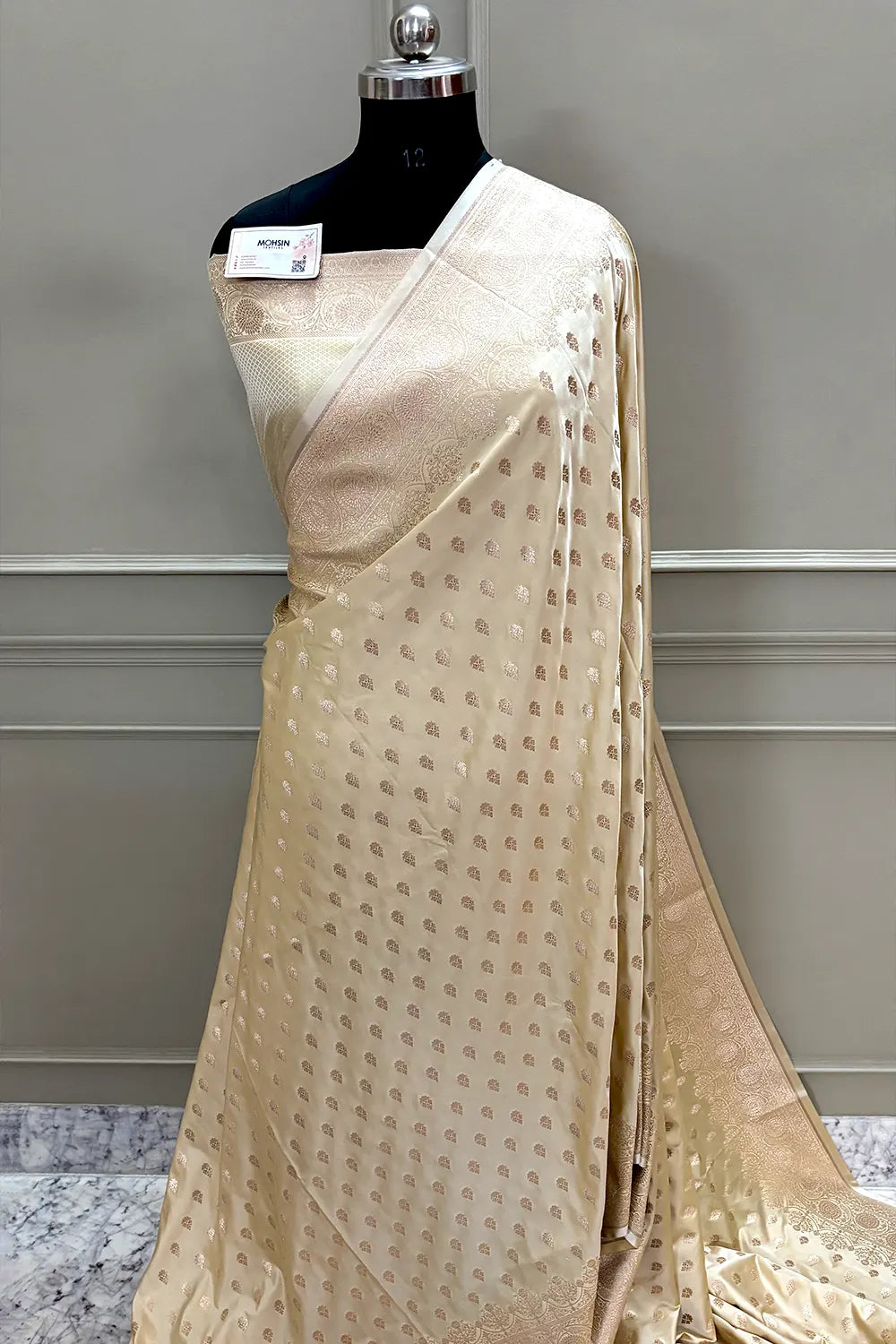 Light Yellow Zari Katan Silk Banarasi Saree