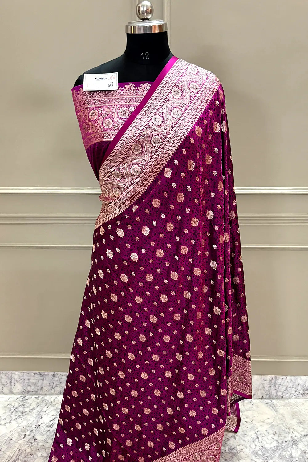 Magenta Chunni Munni Katan Silk Banarasi
