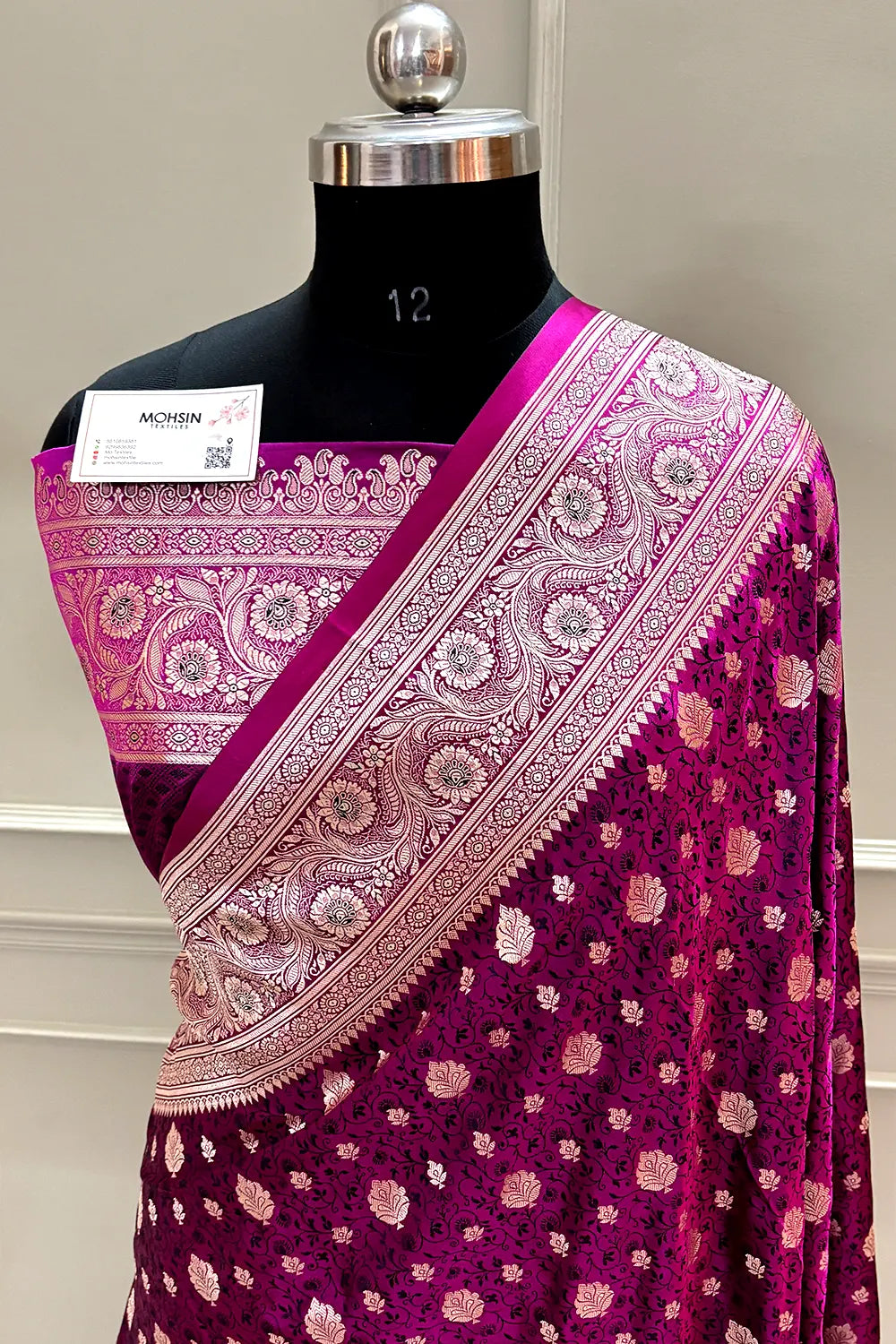 Magenta Chunni Munni Katan Silk Banarasi