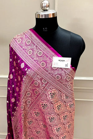 Magenta Chunni Munni Katan Silk Banarasi