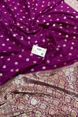 Magenta Ghonga Buti Katan Silk Banarasi Saree