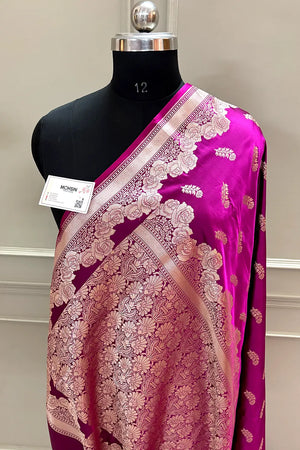 Magenta Kanak Buti Katan Silk Banarasi Saree
