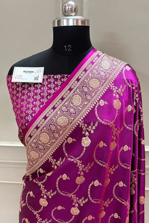 Magenta Kanchan Bel Katan Silk Banarasi Saree