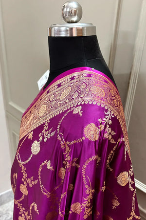 Magenta Kanchan Bel Katan Silk Banarasi Saree