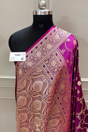 Magenta Kanchan Bel Katan Silk Banarasi Saree