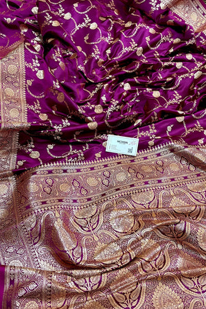 Magenta Kanchan Bel Katan Silk Banarasi Saree