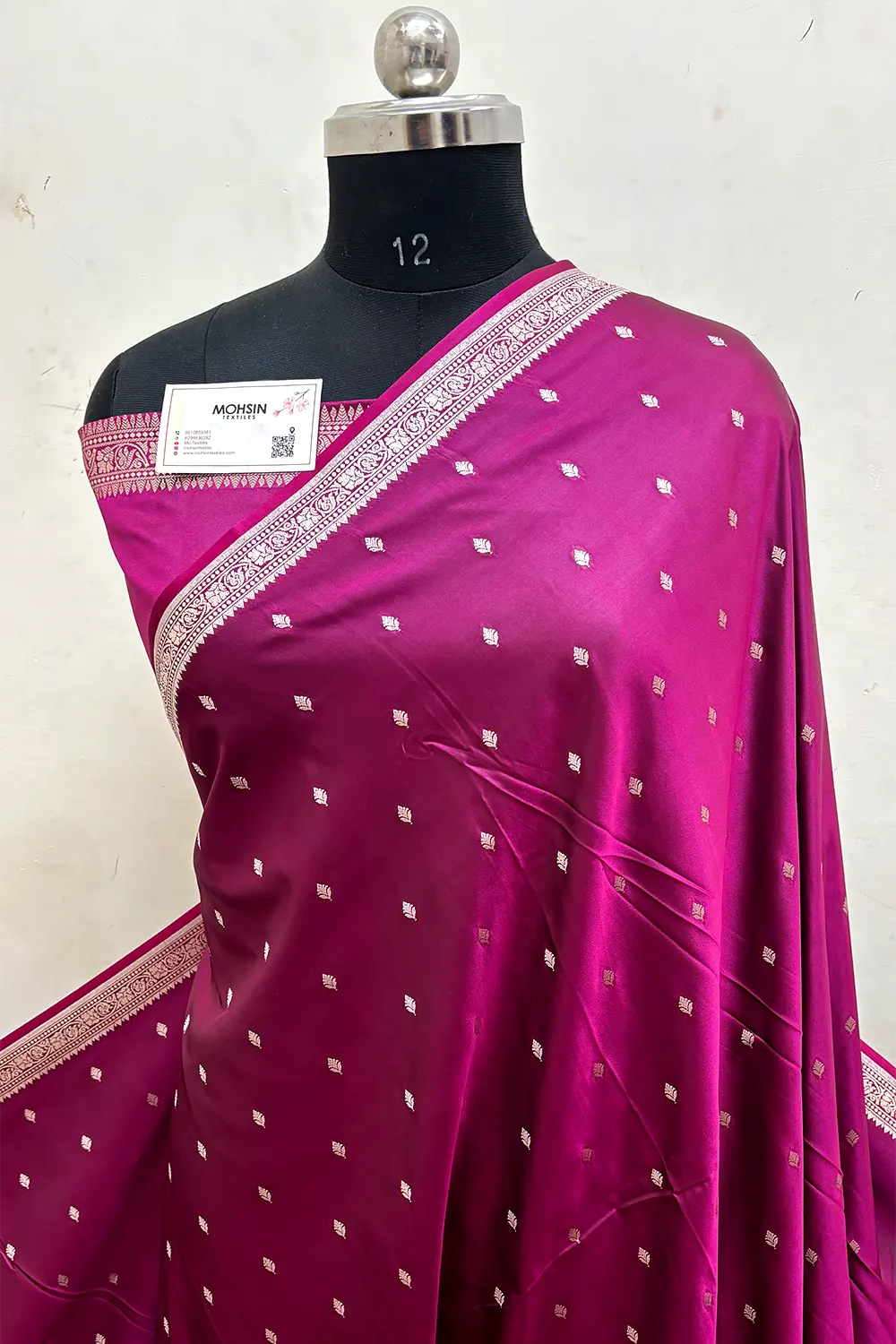 Magenta Zari Katan Mashru Silk Banarasi Saree
