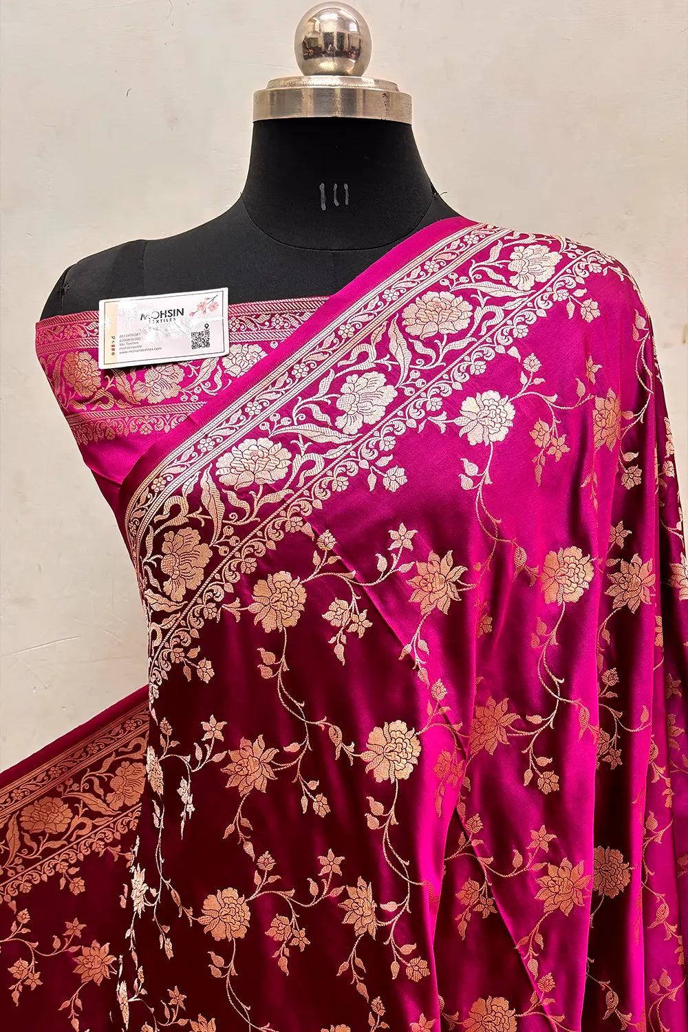 Magenta Kesari Jaal Katan Silk Banarasi Saree