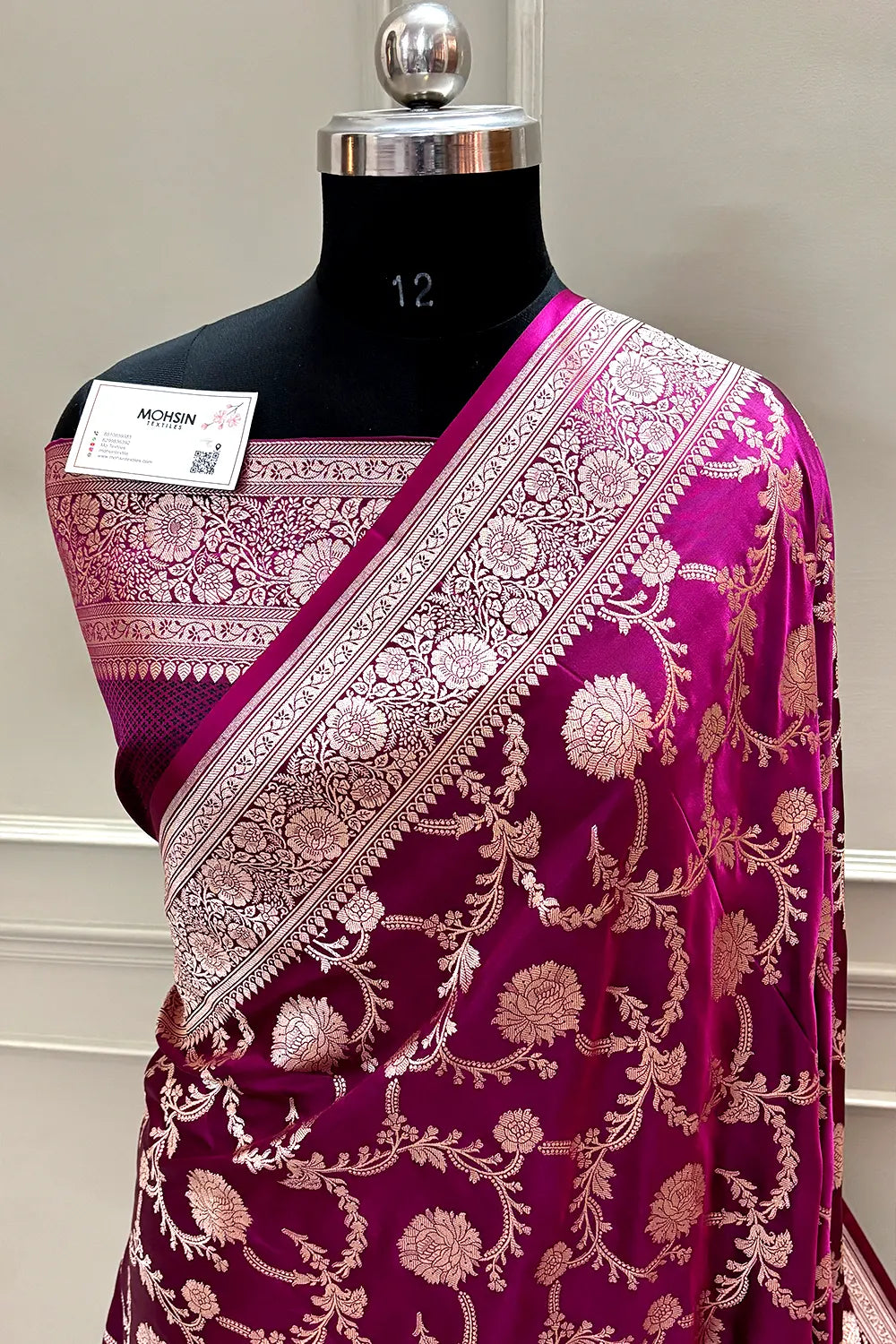 Magenta Laabela Jaal Katan Silk Banarasi Saree