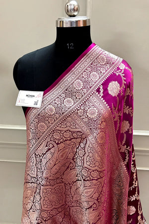 Magenta Laabela Jaal Katan Silk Banarasi Saree