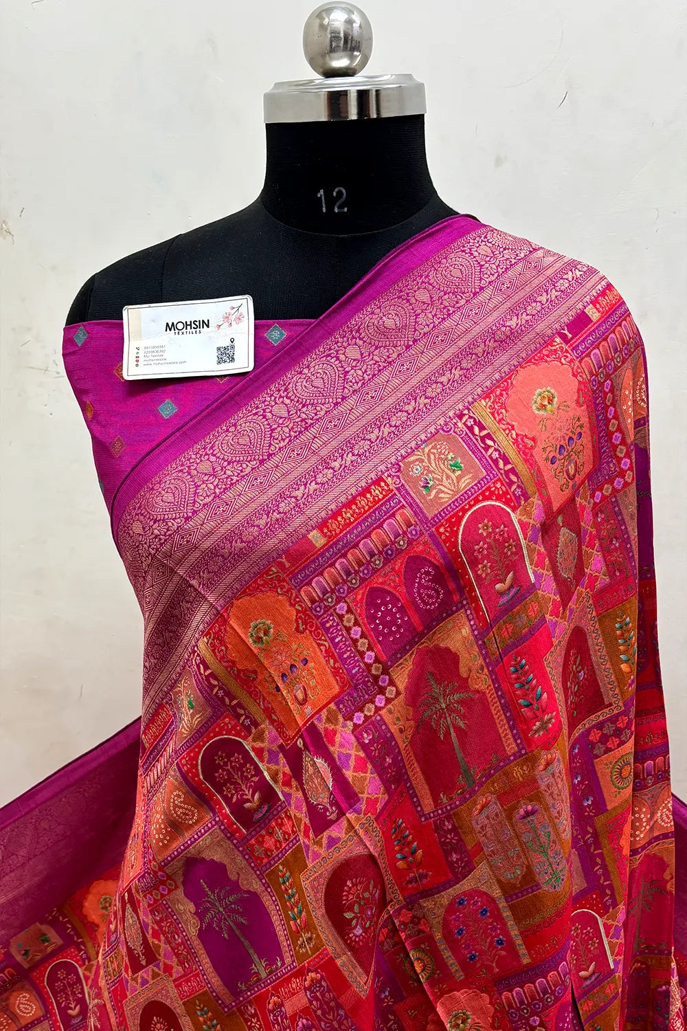 Magenta Pashmina Silk Banarasi Saree