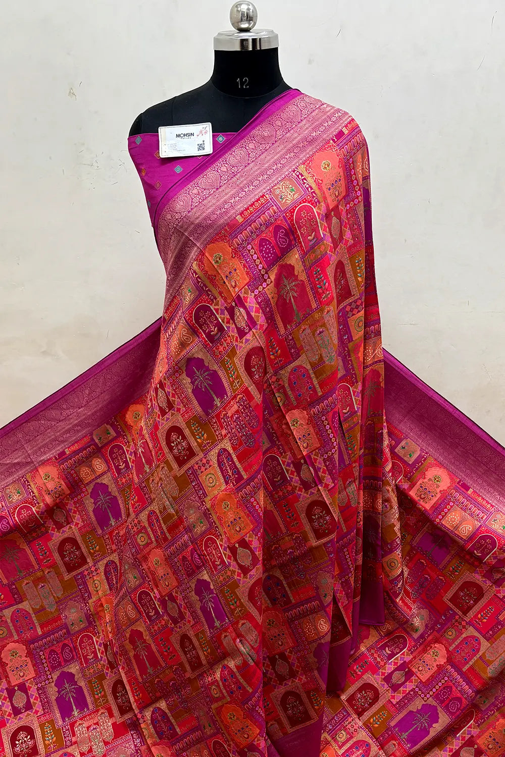 Magenta Pashmina Silk Banarasi Saree