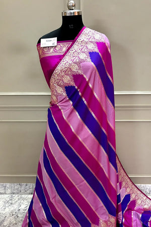 Magenta Rangkaat Katan Silk Banarasi Saree