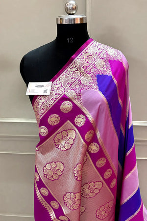 Magenta Rangkaat Katan Silk Banarasi Saree