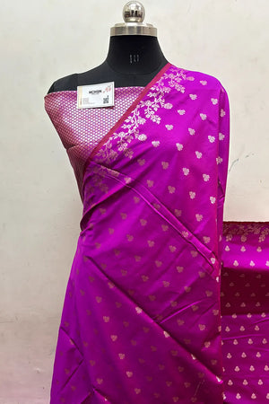 Magenta Semi Katan Silk Banarasi Saree
