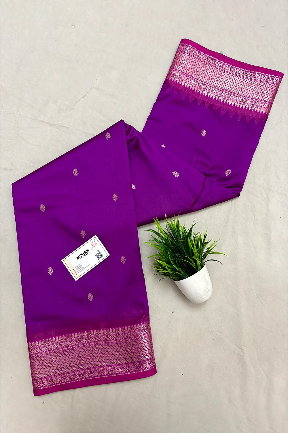 Magenta Semi Katan Silk Banarasi Saree