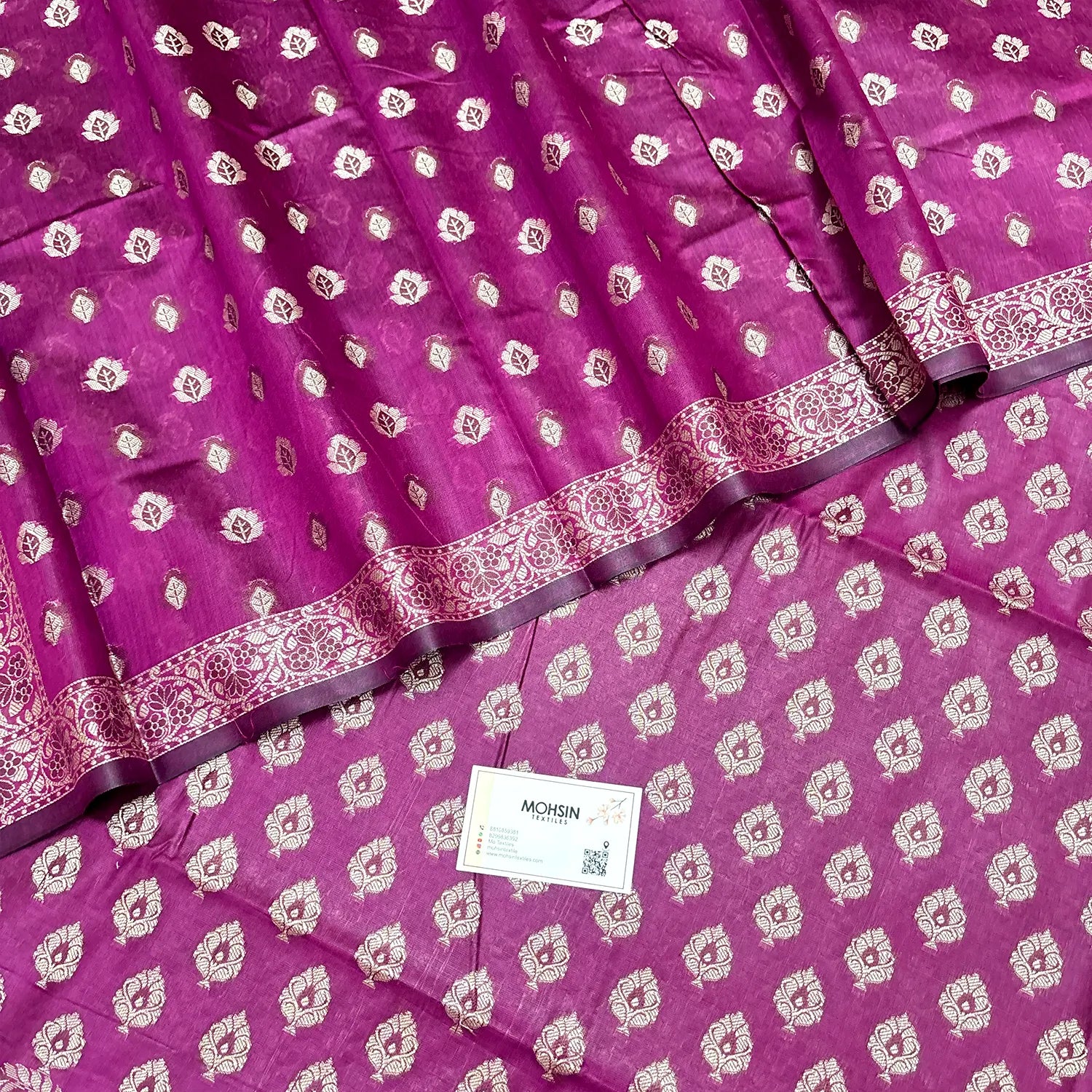 Magenta Surahi Paan Cotton Silk Banarasi Suit