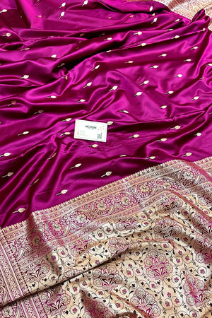 Magenta Tilak Buti Katan Silk Banarasi Saree