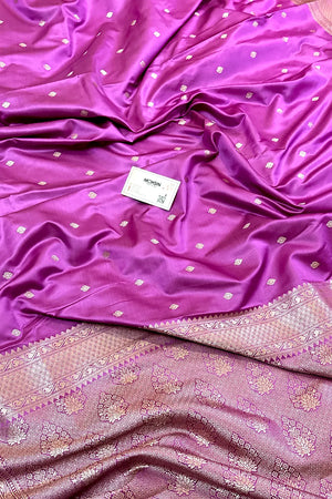 Magenta Wazir Buti Katan Silk Banarasi Saree