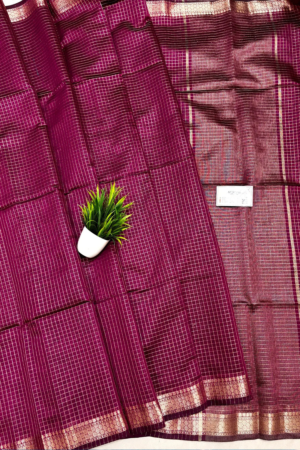Magenta Zari Chanderi Silk Banarasi Saree