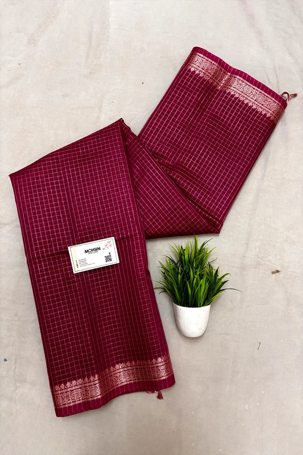 Magenta Zari Chanderi Silk Banarasi Saree