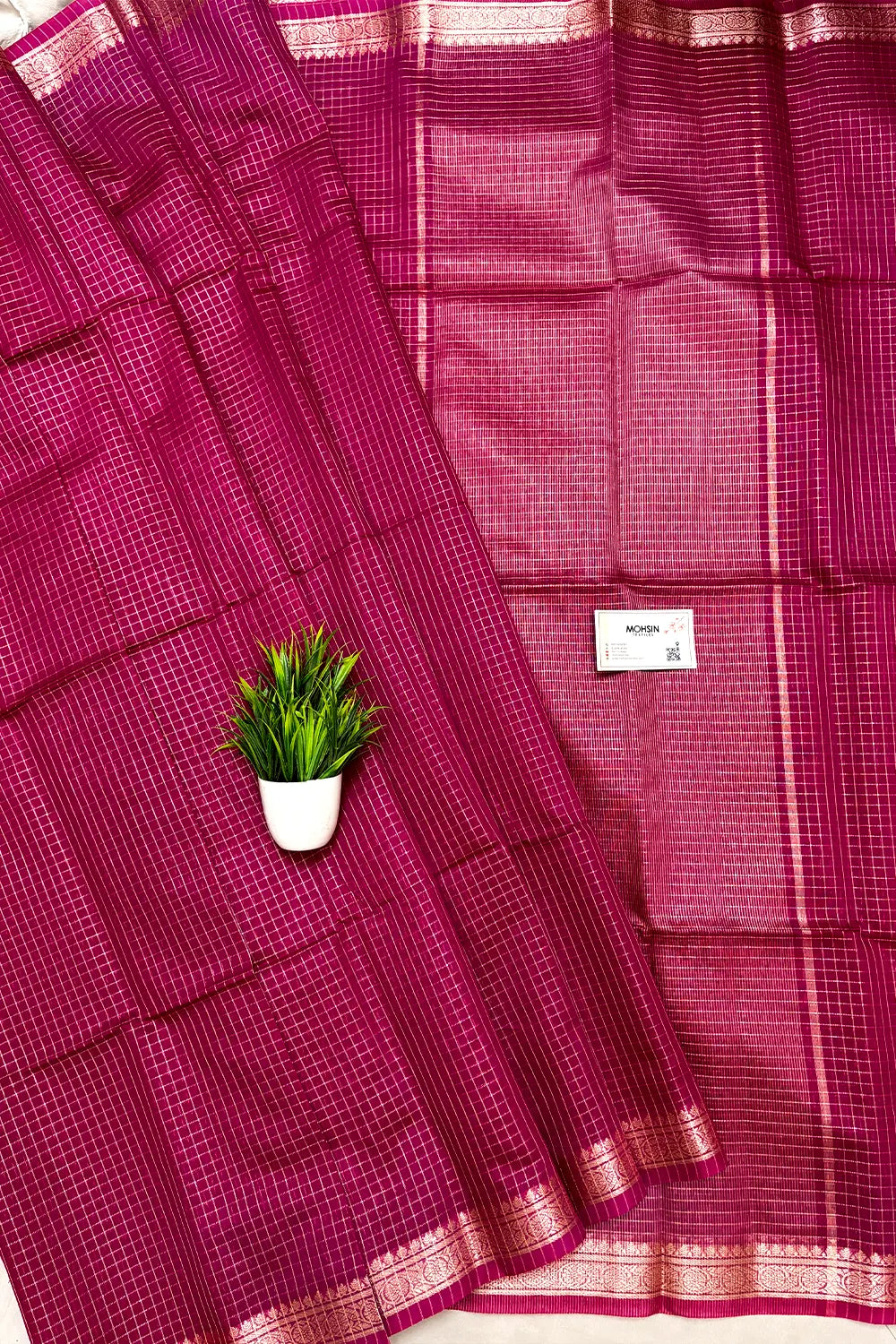 Magenta Zari Chanderi Silk Banarasi Saree