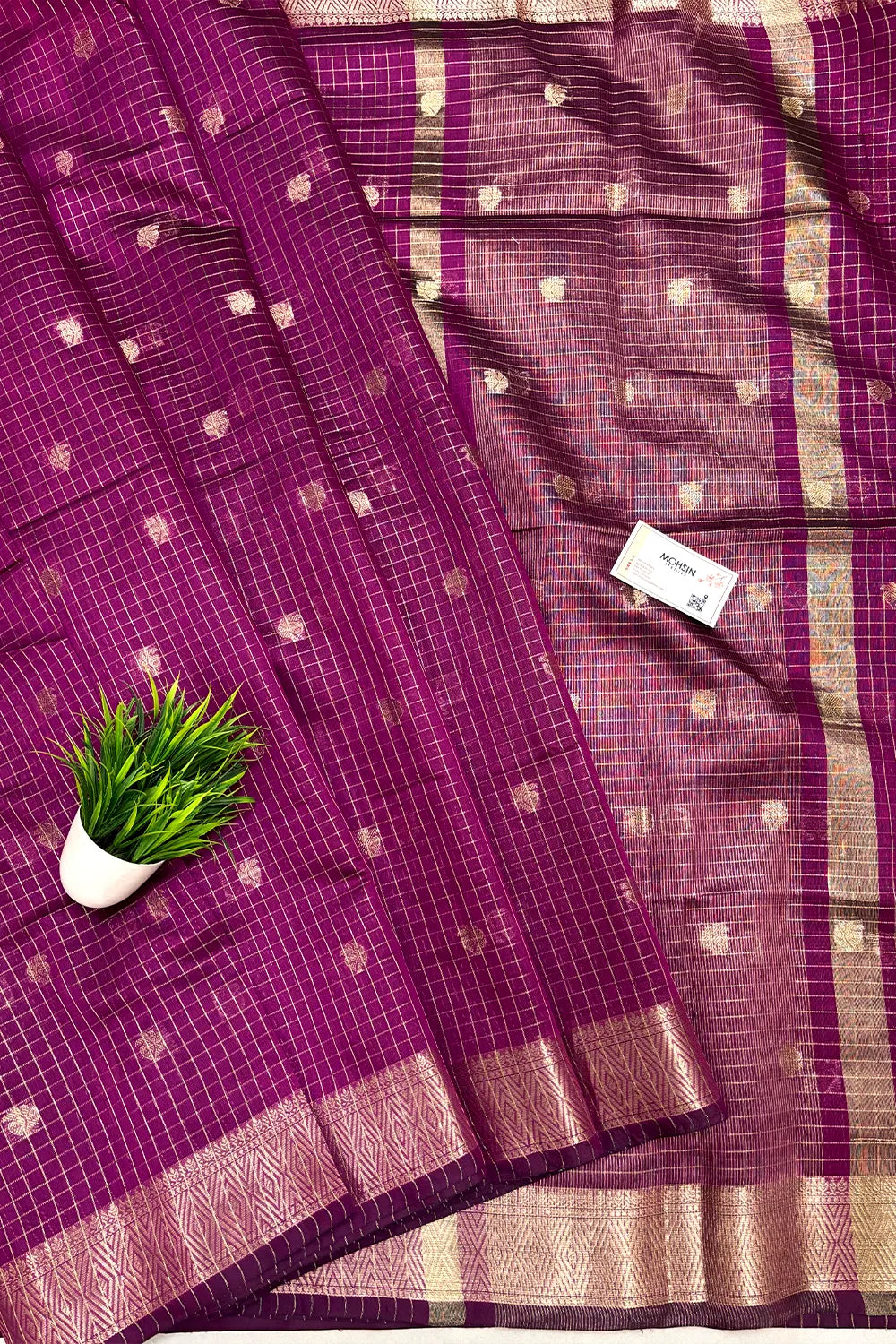 Mageta Zari Chanderi Silk Banarasi Saree