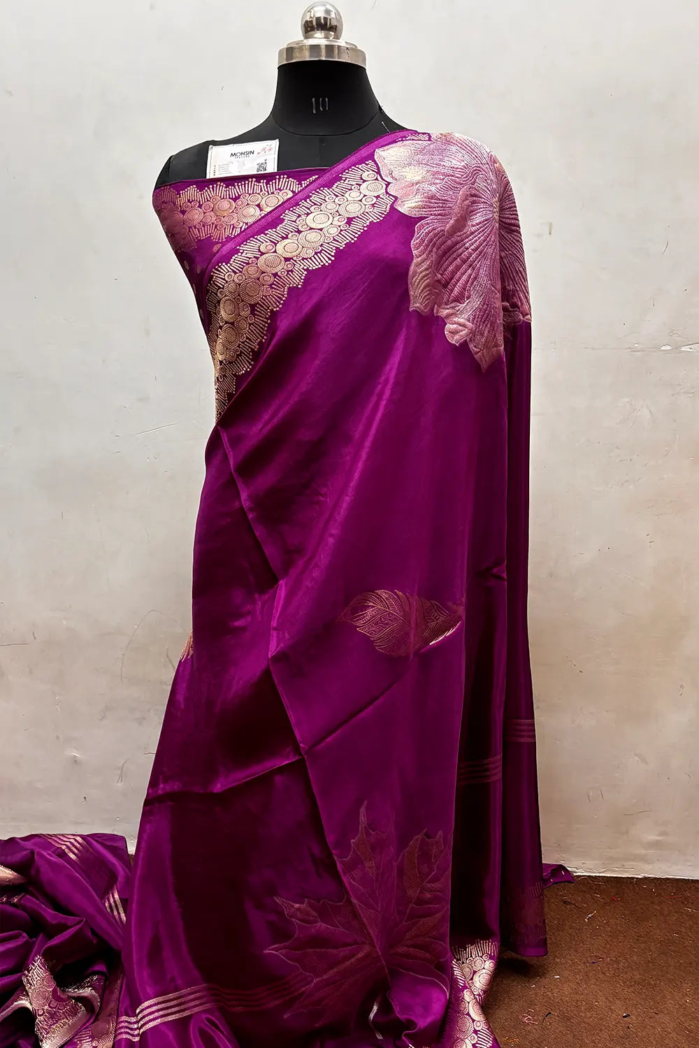 Magenta Zari Viscose Georgette Silk Banarasi Saree