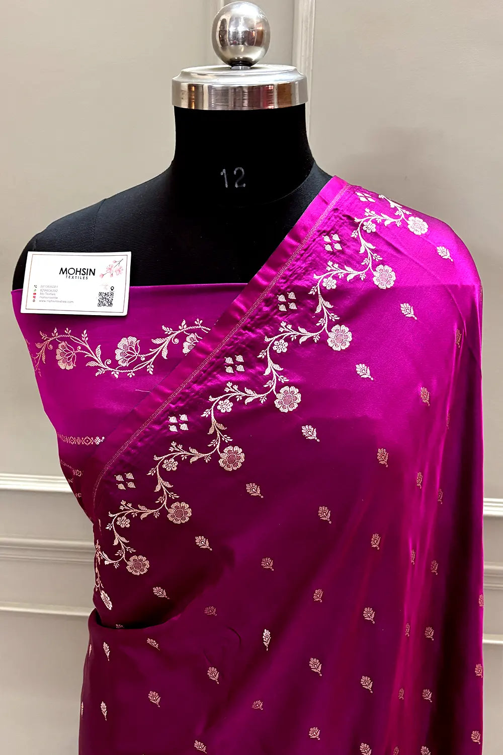 Magenta Zari Katan Mashru Silk Banarasi Saree