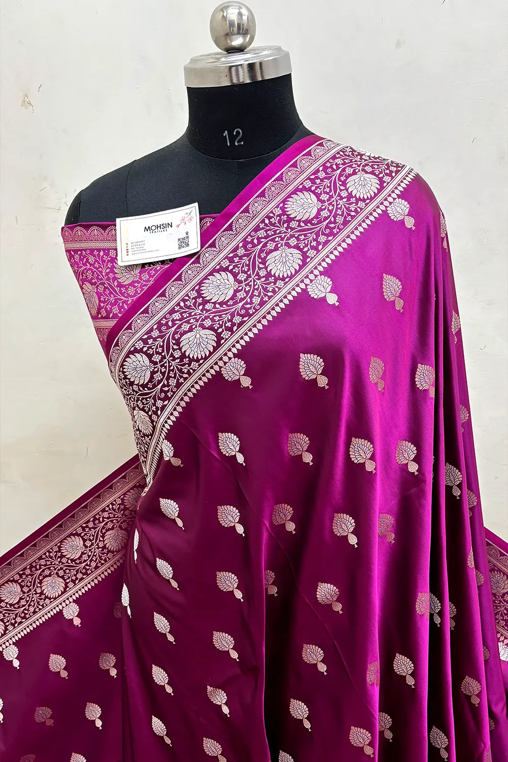 Magenta Zari Katan Mashru Silk Banarasi Saree