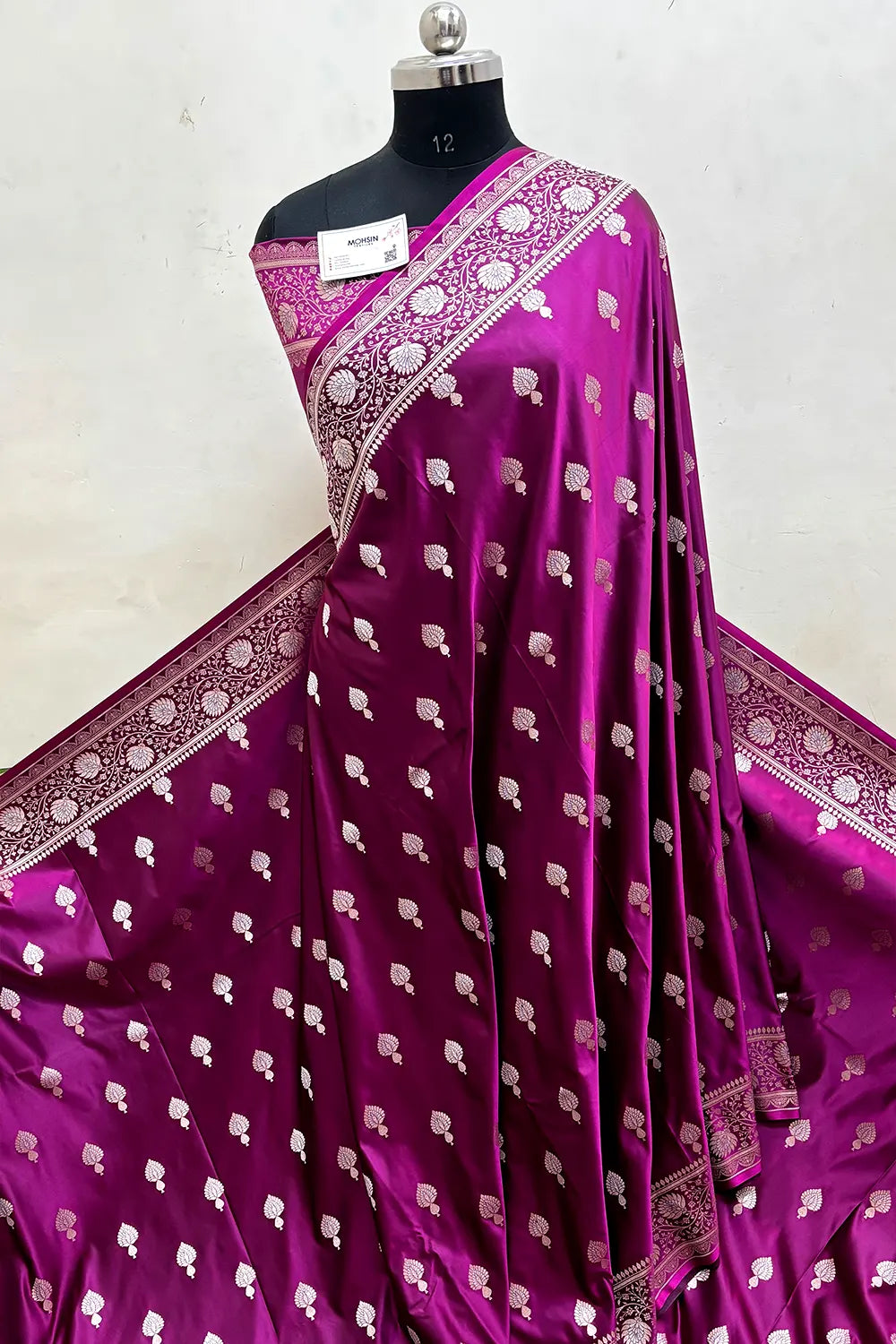 Magenta Zari Katan Mashru Silk Banarasi Saree