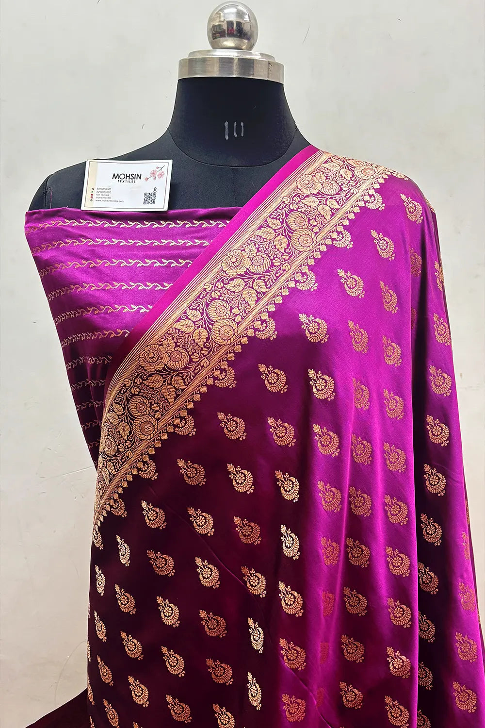 Magenta Zari Katan Satin Silk Banarasi Saree