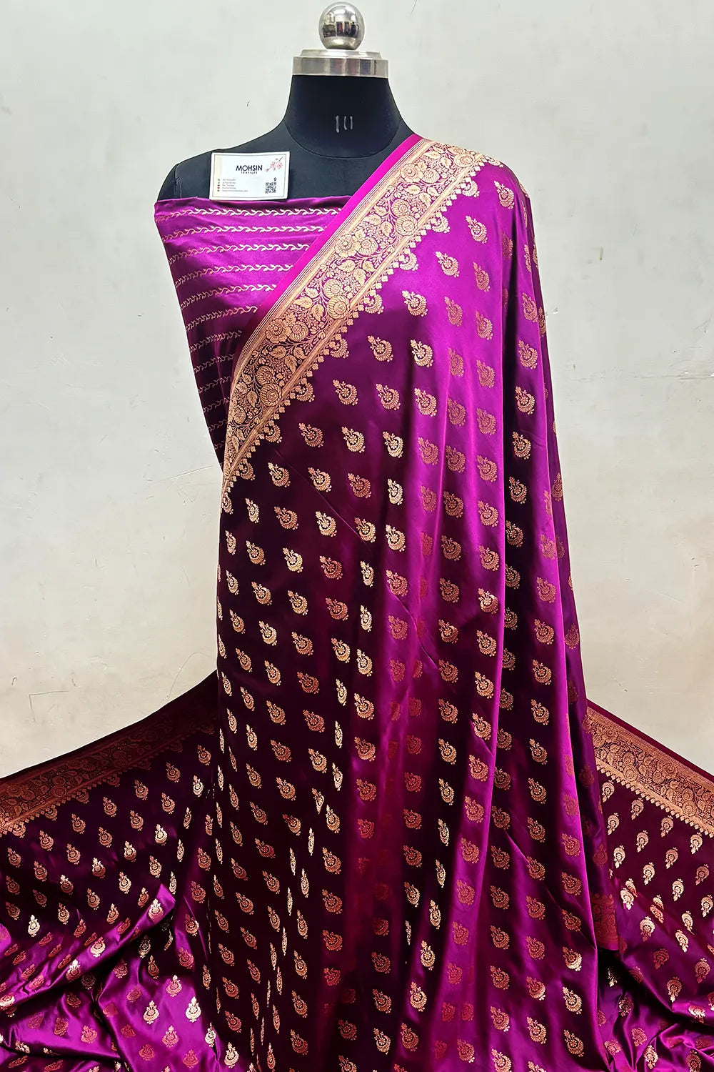 Magenta Zari Katan Satin Silk Banarasi Saree