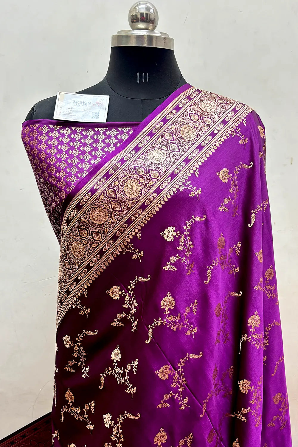 Magenta Zari Katan Satin Silk Banarasi Saree