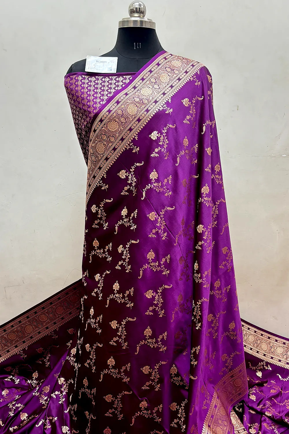 Magenta Zari Katan Satin Silk Banarasi Saree