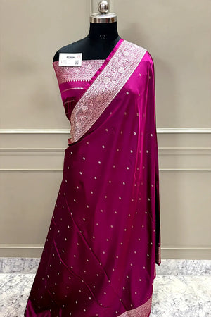 Magenta Zari Katan Silk Banarasi Saree